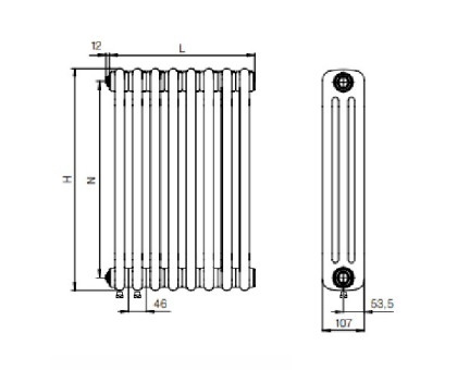 Стальной трубчатый радиатор RIFAR TUBOG TUB 3057-16-DV1