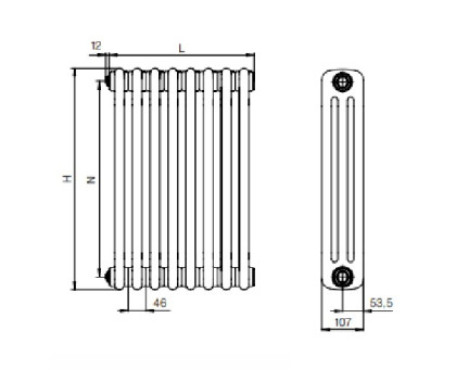 Стальной трубчатый радиатор RIFAR TUBOG TUB 3180-08-AN (Антрацит)