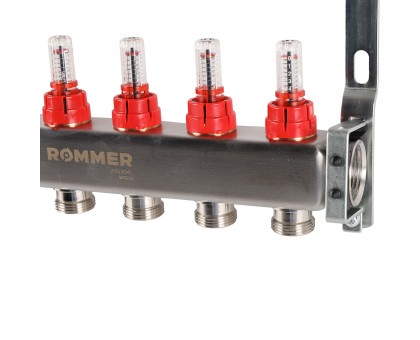 ROMMER RMS-1200-000006 ROMMER Коллектор из нержавеющей стали с расходомерами 6 вых.