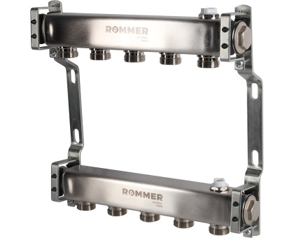 ROMMER RMS-4401-000005 ROMMER Коллектор из нержавеющей стали для радиаторной разводки 5 вых.