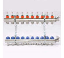 Колл.группа 1" х 10 вых 3/4" с расходомерами и термостатическими вентилями