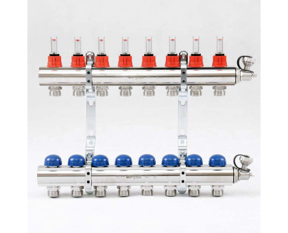 Колл.группа 1" х 8 вых 3/4" с расходомерами и термостатическими вентилями