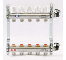 Коллекторная группа из нержавеющей стали с регулировочными и термостатическими вентилями UNI-FITT 1"x3/4"ЕК 5 выходов
