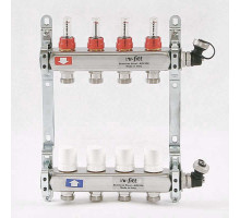 Коллекторная группа из нержавеющей стали с термостатическими вентилями и расходомерами UNI-FITT 1"x3/4"ЕК 4 выхода