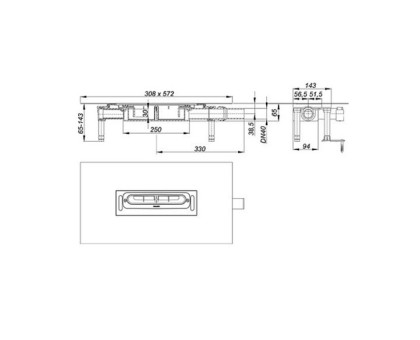 Корпус Hutterer & Lechner (низкий) плоского щелевого лотка InFloor, с рег. опорами с шумопог. вставками, к-том гидроиз. и съём.сифоном (H=30мм), DN 40 [Артикул: H...