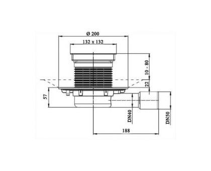 Трап Hutterer & Lechner с "сухим" сифоном, с решеткой HL3020 с горизонтальным выпуском, DN 40/50 (Россия)